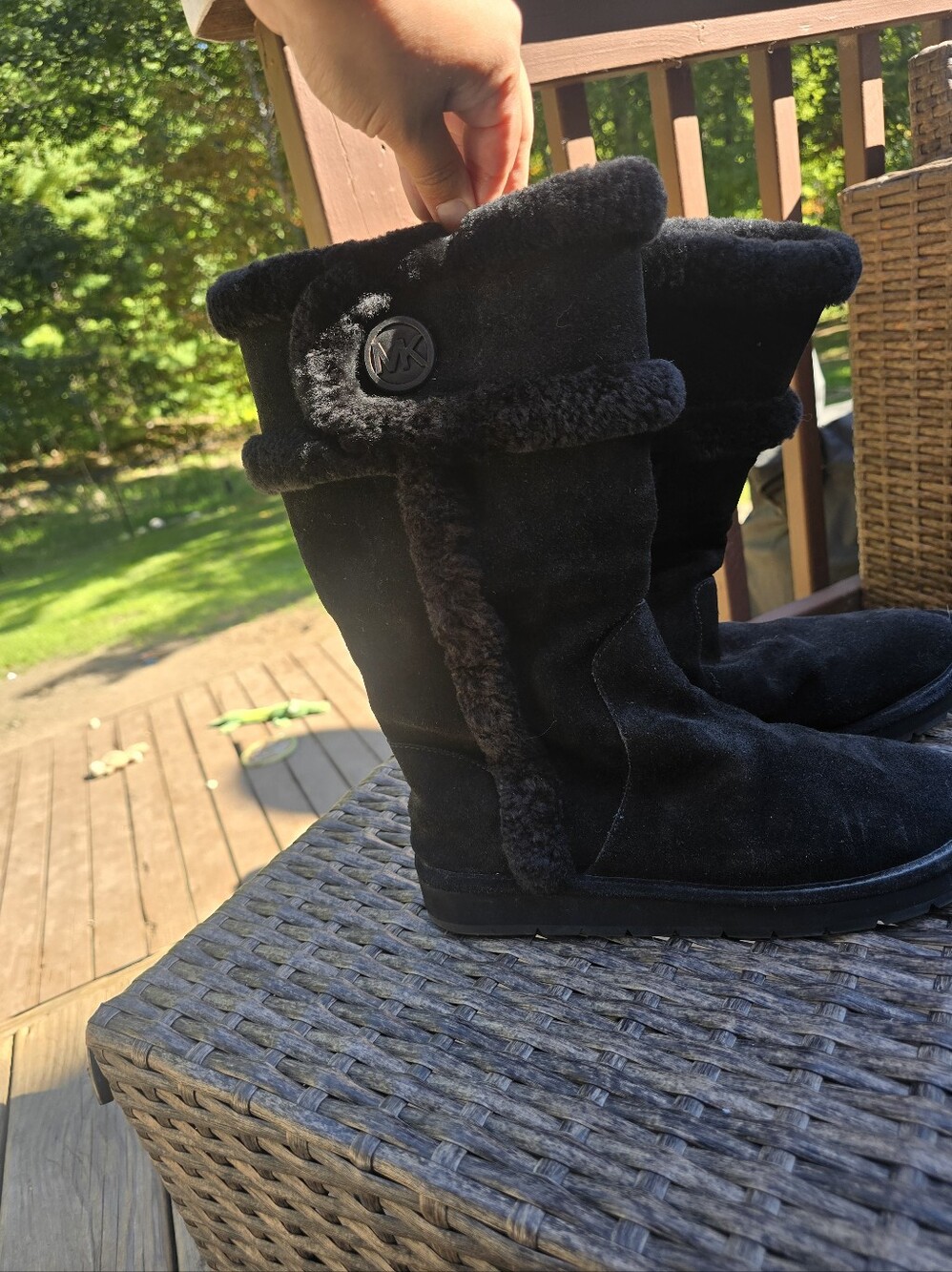 Michael Kors Black Suede Shearling Boot